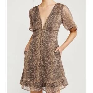 Abercrombie and Fitch NWT Size XL Women's Snake Print Dress Knee Length Ruffle